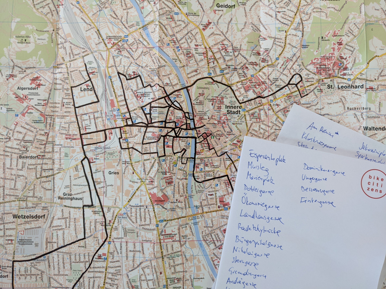 Straßen sammeln in Graz - mit Stadtplan